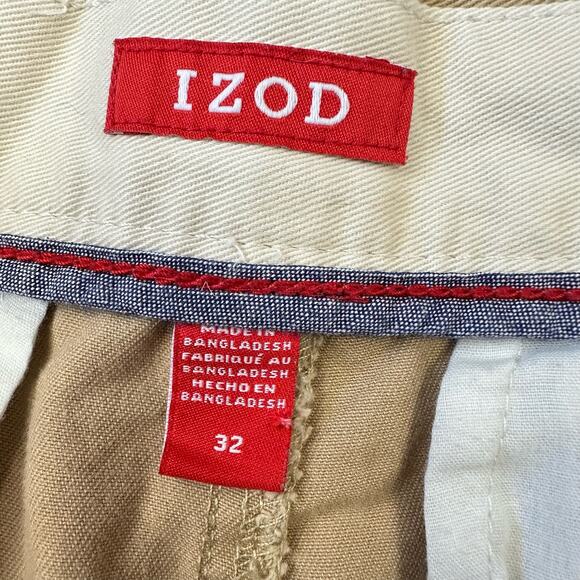 Izod 32 Khaki Chino Shorts Swordfish Fish Print Preppy Men's 32 - Picture 8 of 10
